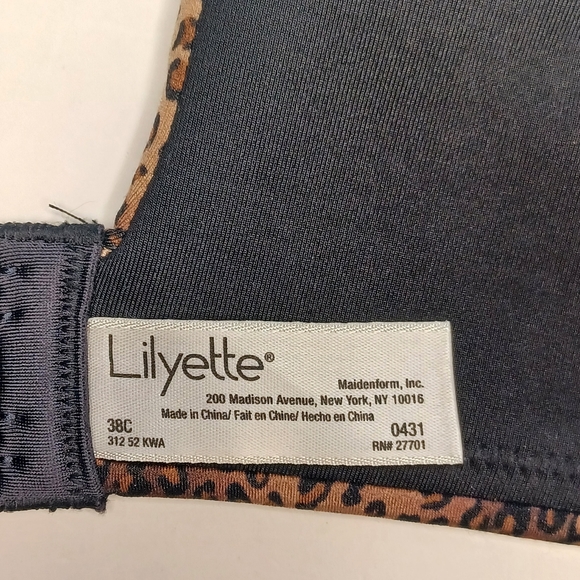 Lilyette Lace Trim Animal Print Unlined Minimizer Bra Sz 38C - Picture 4 of 5